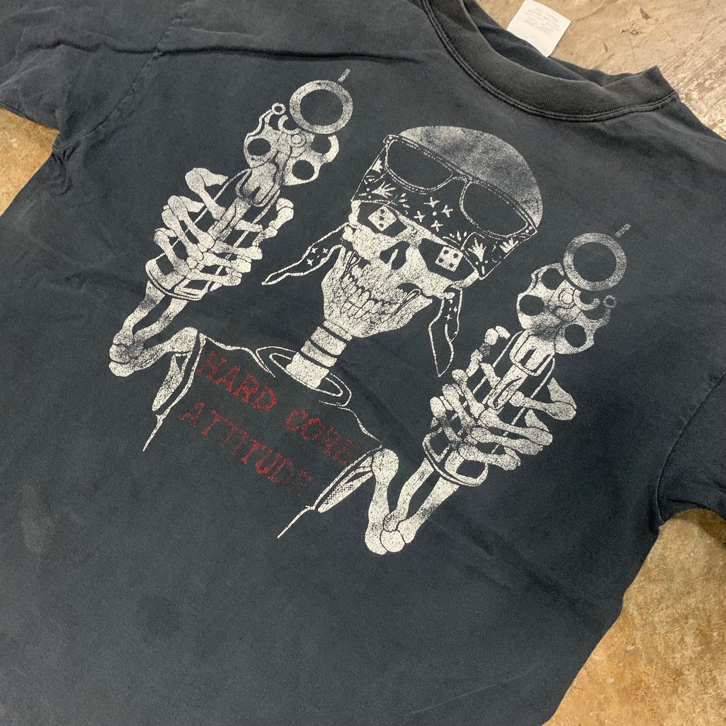 Skeleton Shooter Tee Faded and Thrashed (Large)