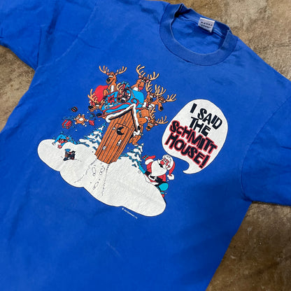 Funny 90s Christmas Blue Tee (Large)