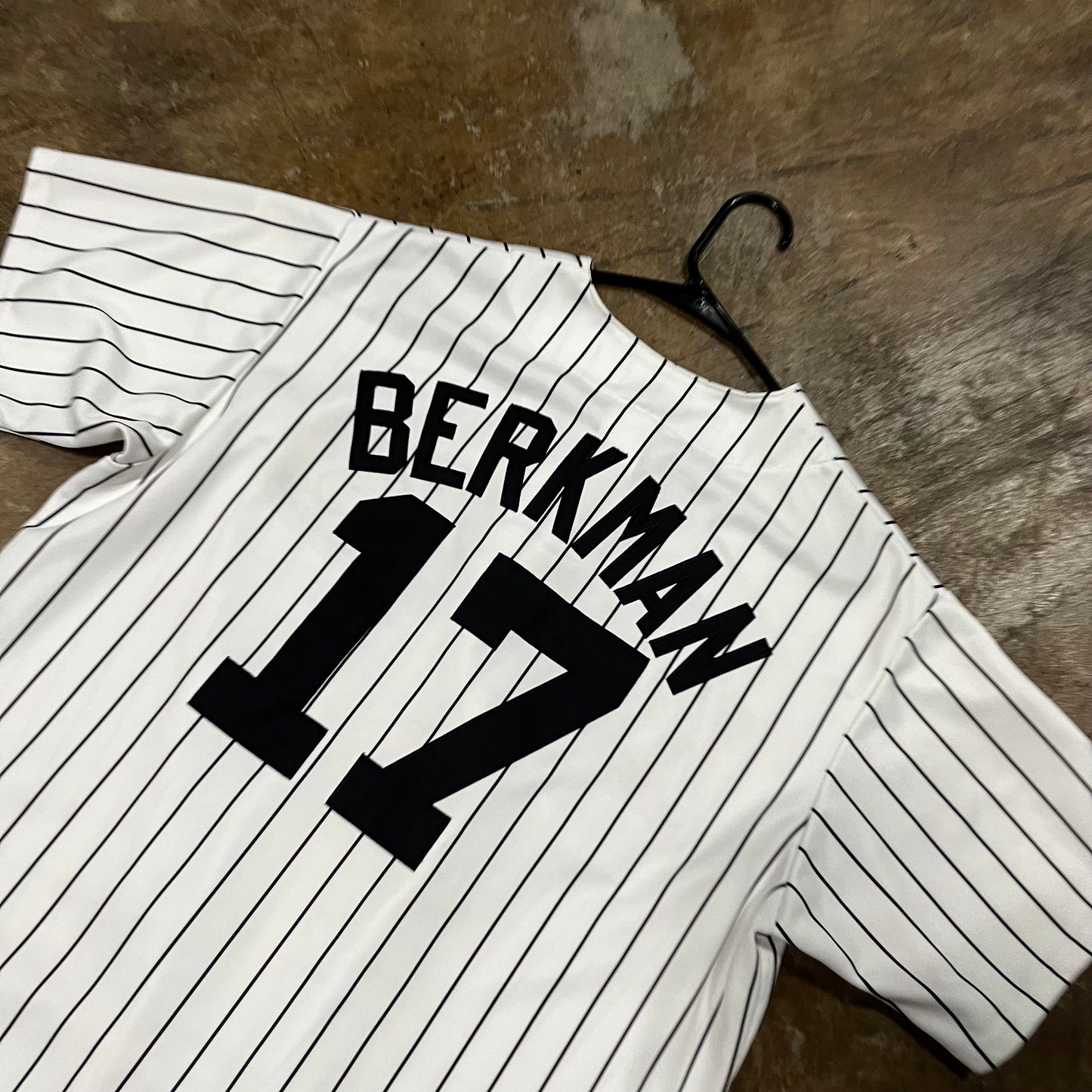 Astros Pin Striped Berkman Houston Jersey (Large)