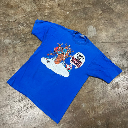 Funny 90s Christmas Blue Tee (Large)