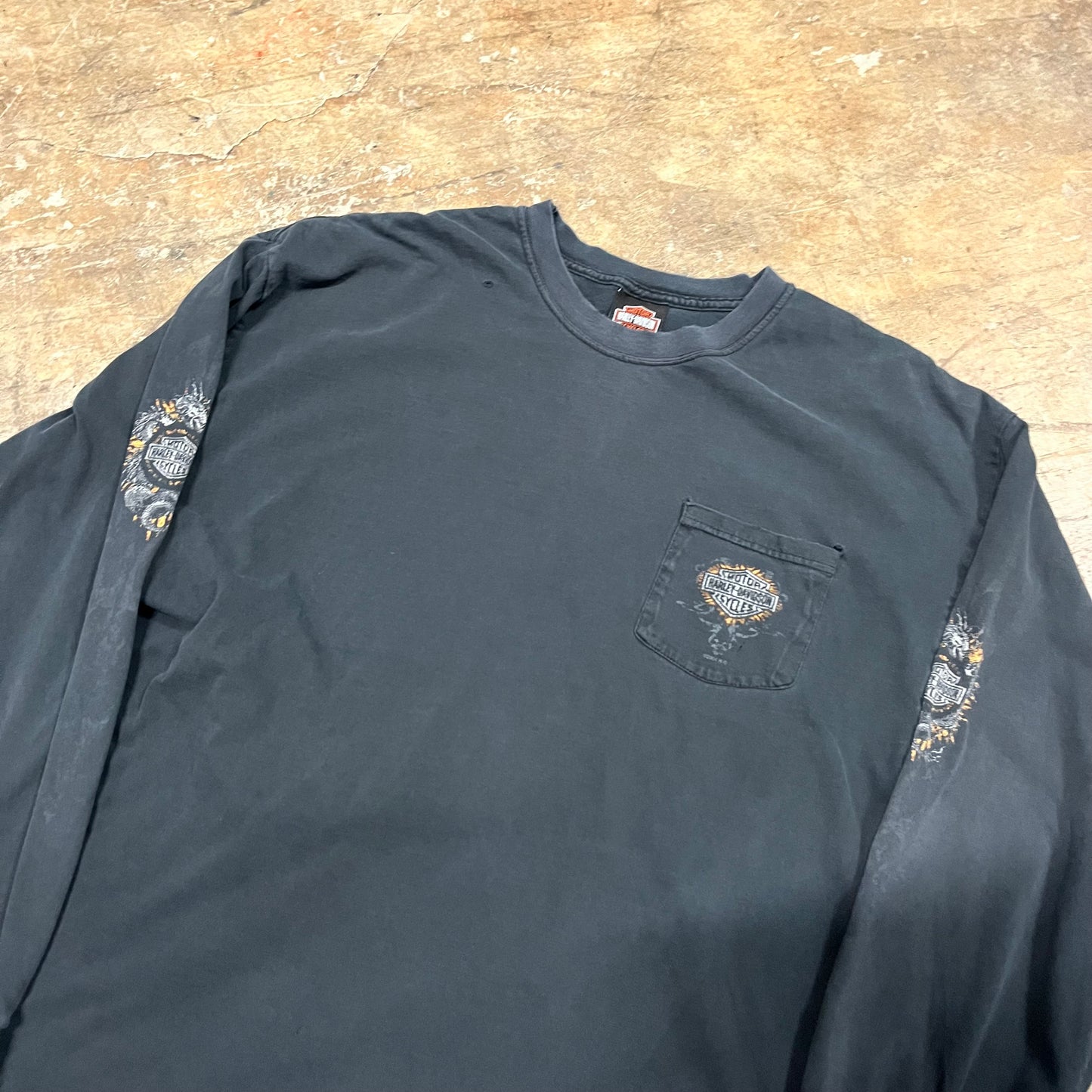 Harley Davidson Faded and Thrashed BLK Long Sleeve (X-Large)