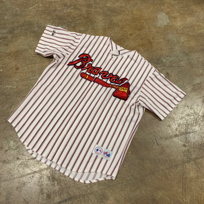 Atlanta Braves Striped Majestic Jersey (X-Large)