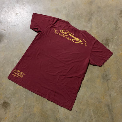 Y2K Ed Hardy Maroon Tee (X-Large)