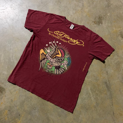 Y2K Ed Hardy Maroon Tee (X-Large)